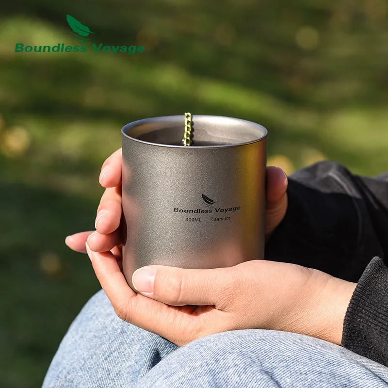 Boundless Voyage Titanium Double-wall Cup 180mlOutdoor Camping Anti-scalding Mug Tableware