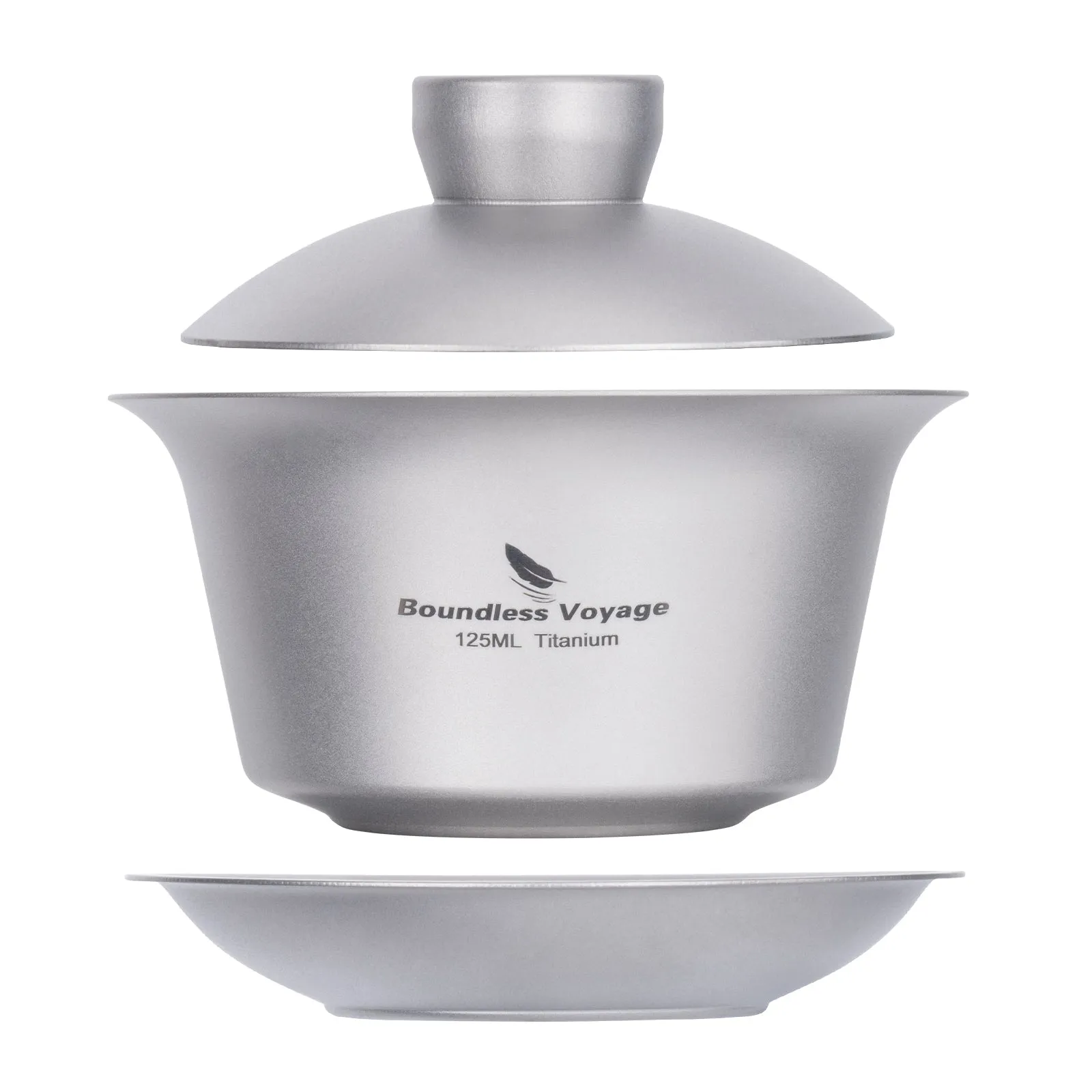 Boundless Voyage Titanium Tea Cup with Lid Traditional Chinese Kung Fu Gaiwan Double-Walled Anti-Scalding Tea Bowl Lightweight Portable Tea Set