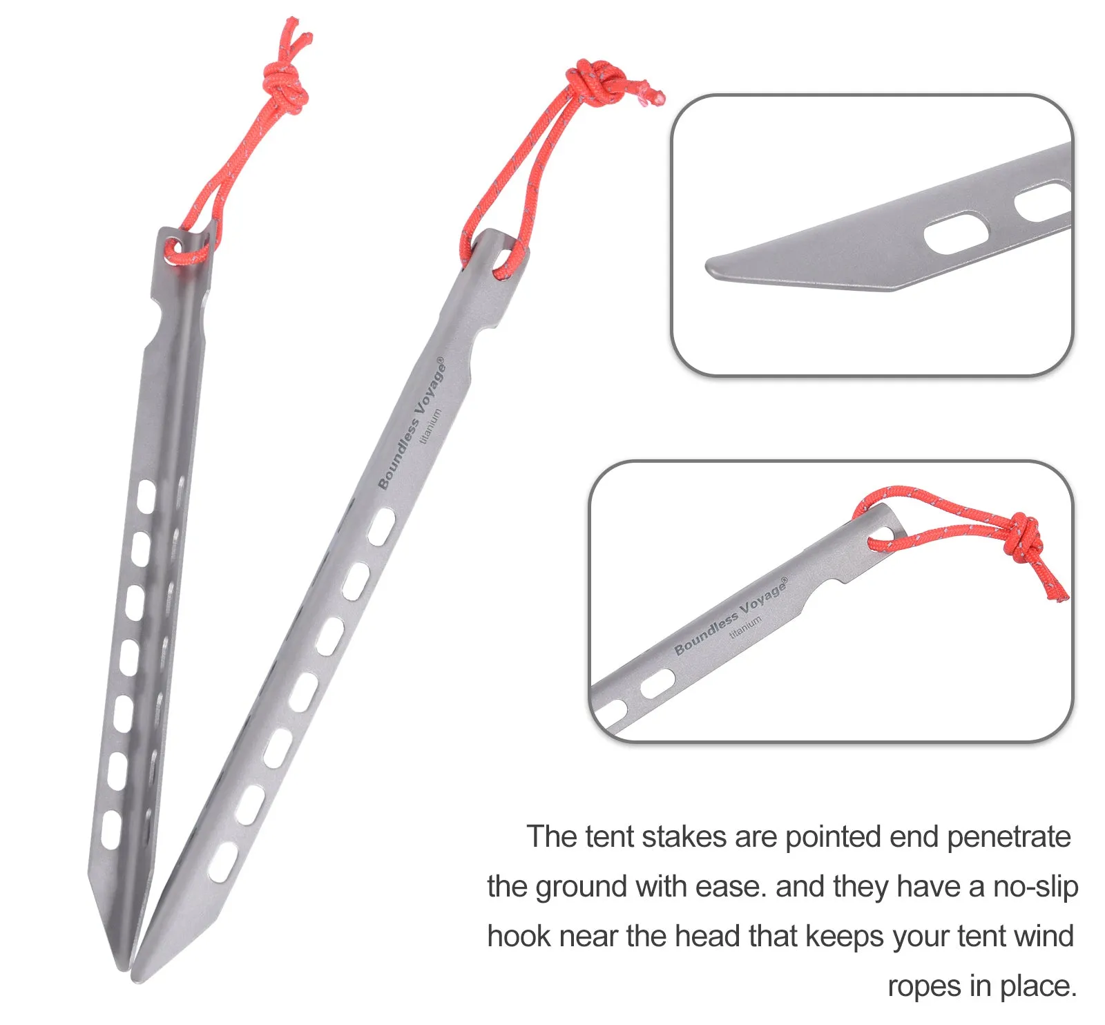 Boundless Voyage V-type Titanium Pegs Outdoor Camping Tent Stakes Portable Beach Awning Canopy Nails