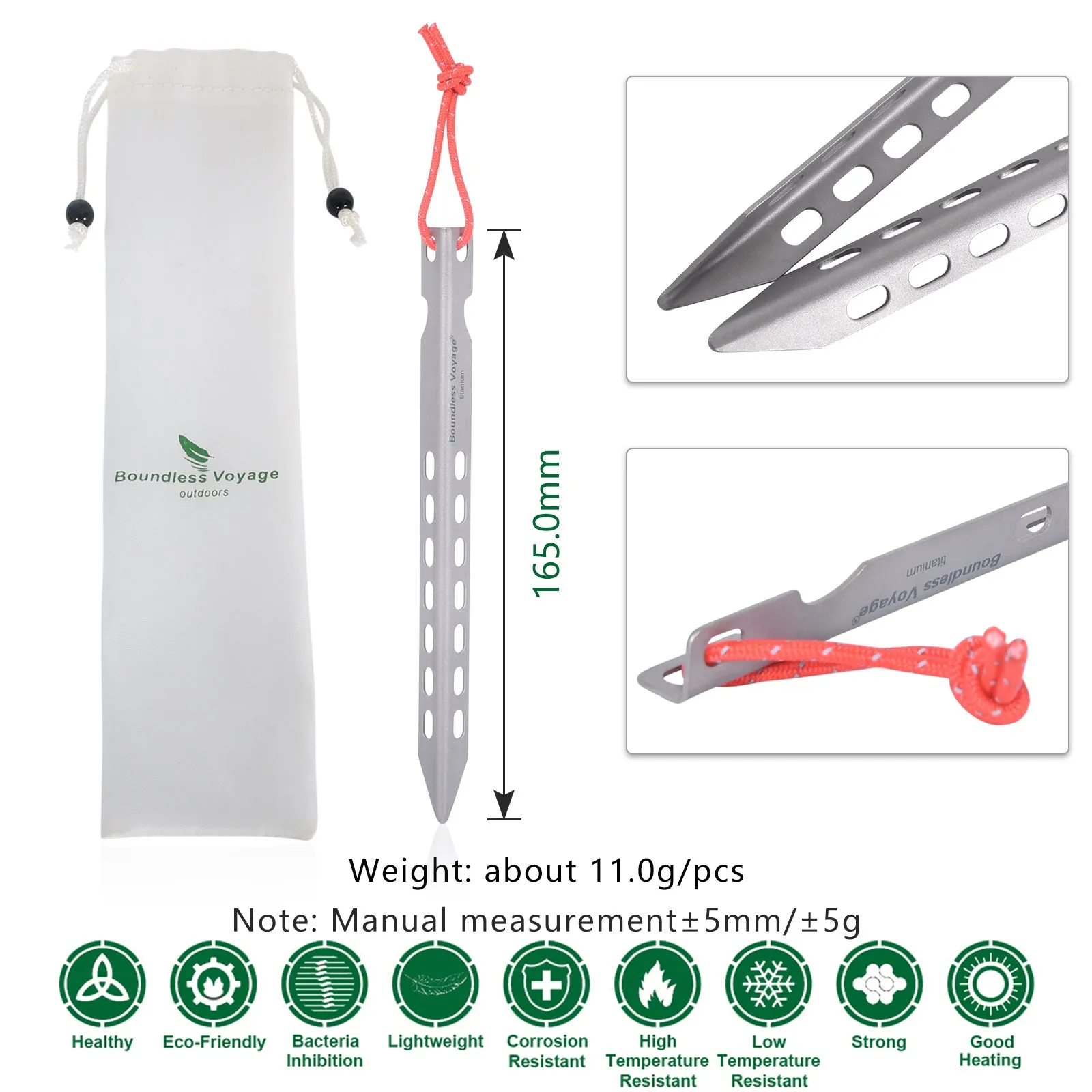 Boundless Voyage V-type Titanium Pegs Outdoor Camping Tent Stakes Portable Beach Awning Canopy Nails