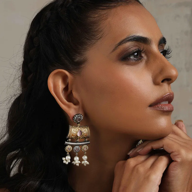 Brass Danglers Earrings for Women | Silver & Gold Tone