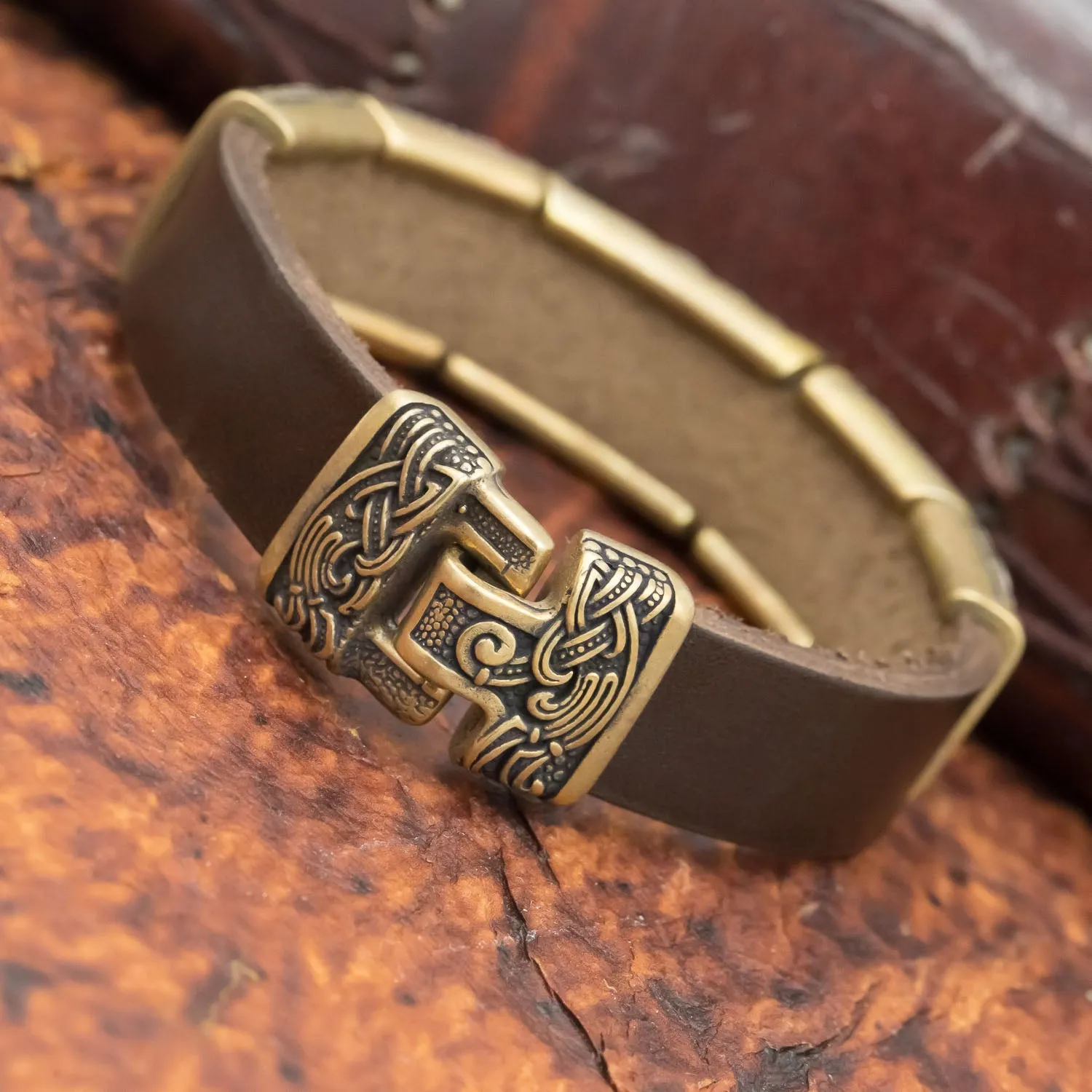 Bronze Tree of Life Mammen Charm Leather Cuff