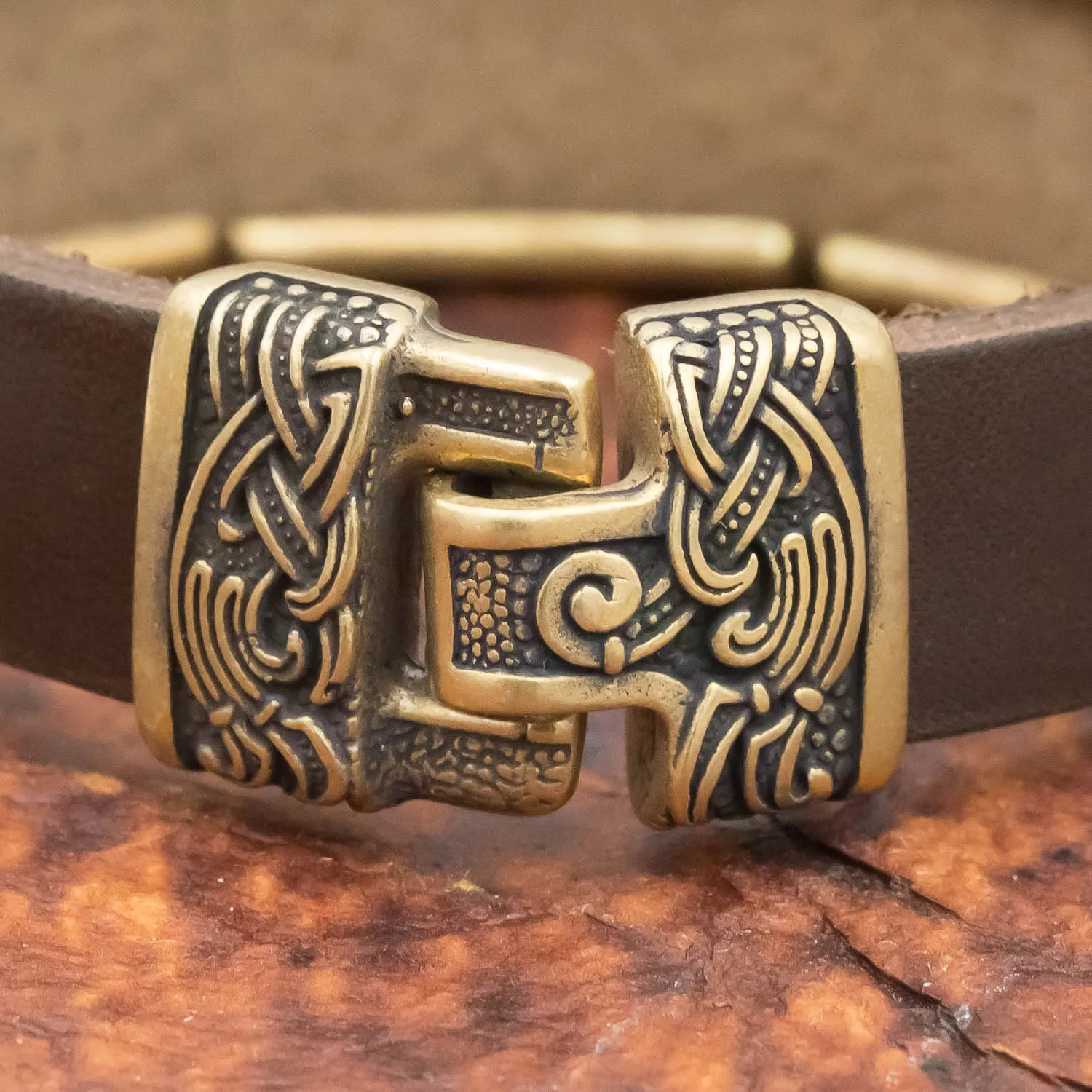 Bronze Tree of Life Mammen Charm Leather Cuff