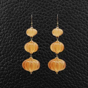 Carved Citrine Dangle Earrings