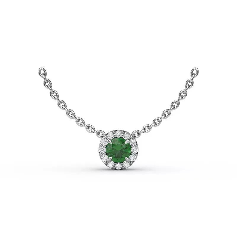 Classic Emerald and Diamond Pendant Necklace