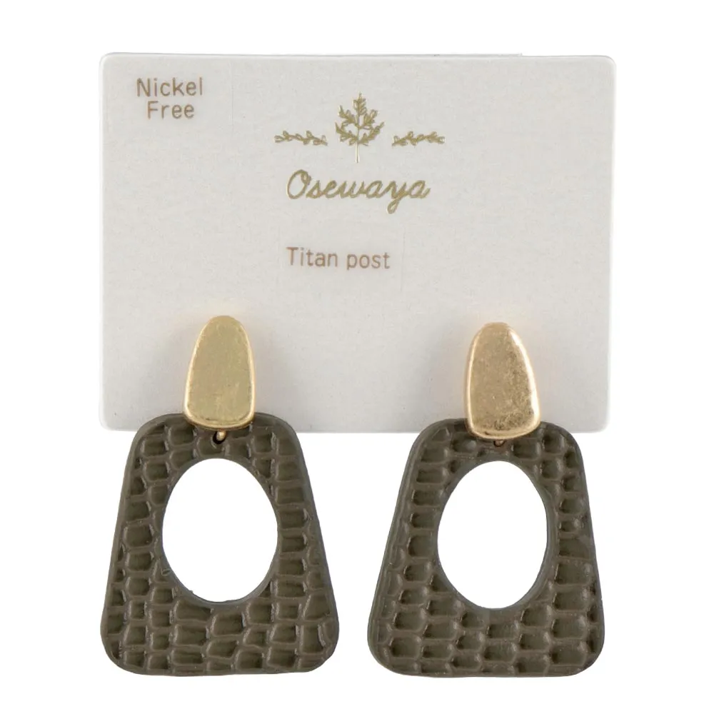 Crocodile Detail Square Earrings