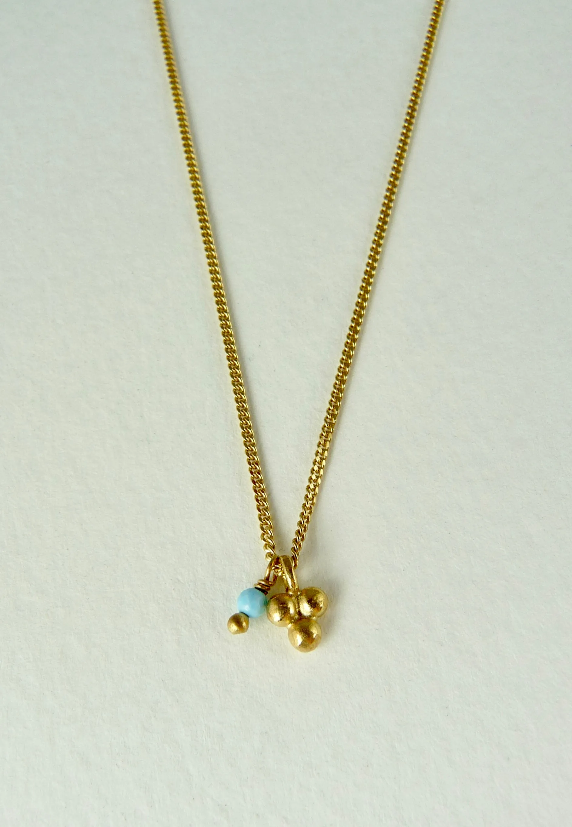 Delicate Triple Granulation Necklace with Turquoise