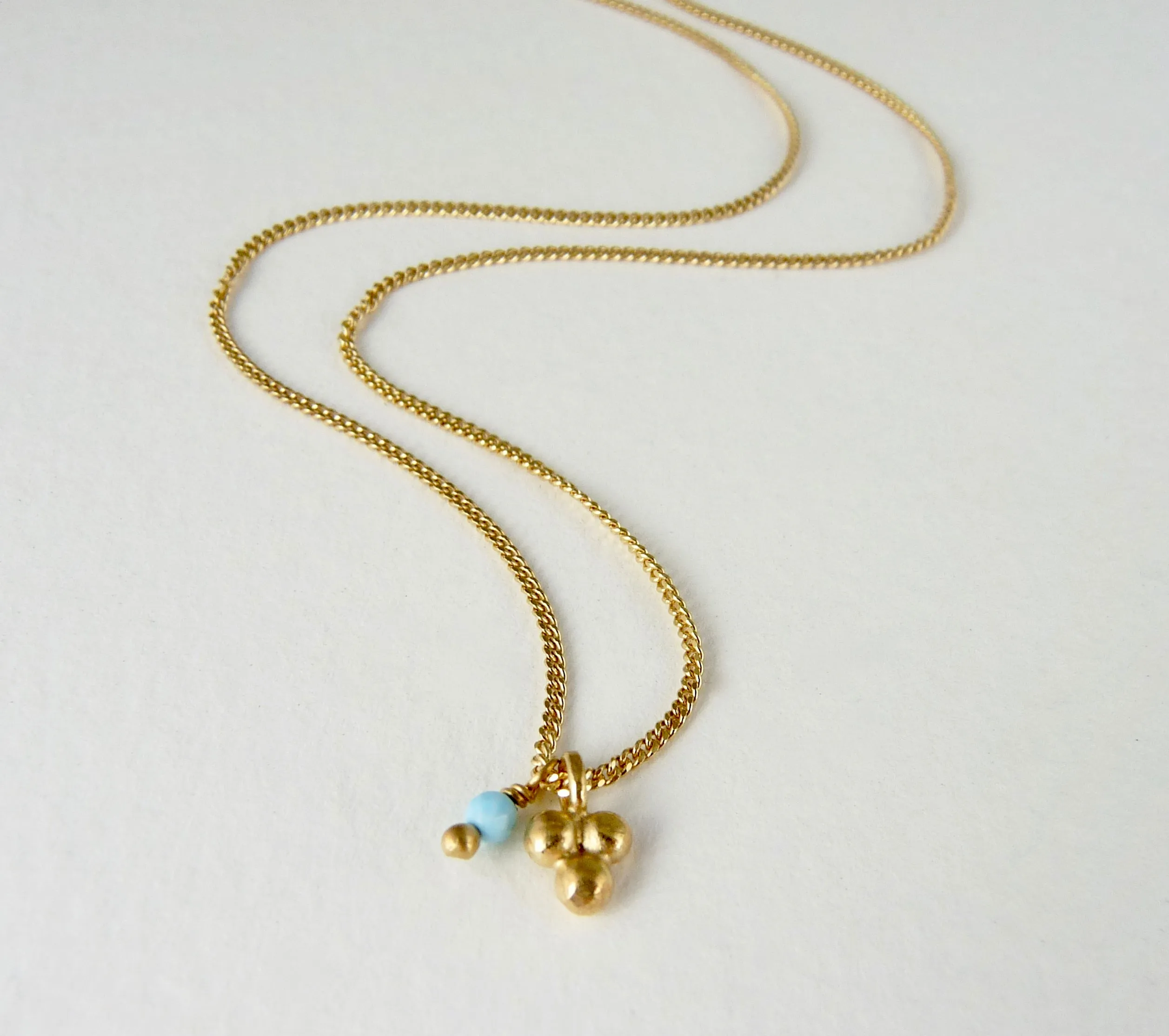 Delicate Triple Granulation Necklace with Turquoise