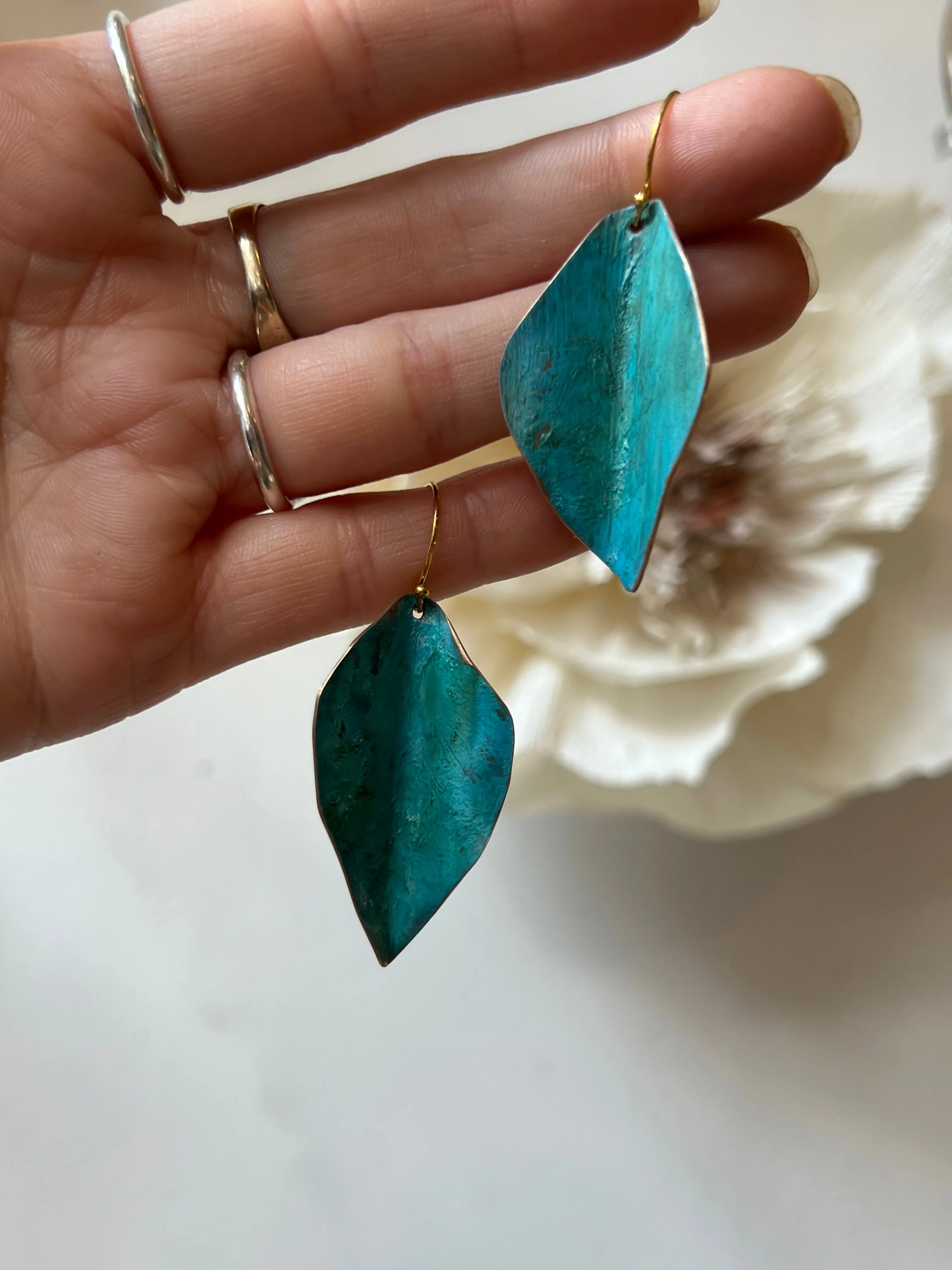 Dennis Higgins Green Patina Earrings