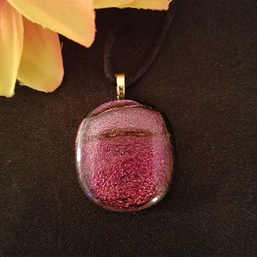 Dichroic fused glass pendant multicolored red, gift, sparkle, eye-catching gift