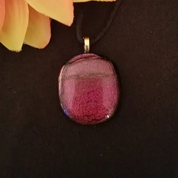 Dichroic fused glass pendant multicolored red, gift, sparkle, eye-catching gift