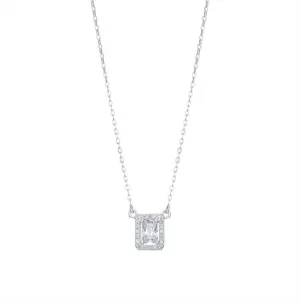 Emerald Cut CZ Necklace - Sterling Silver