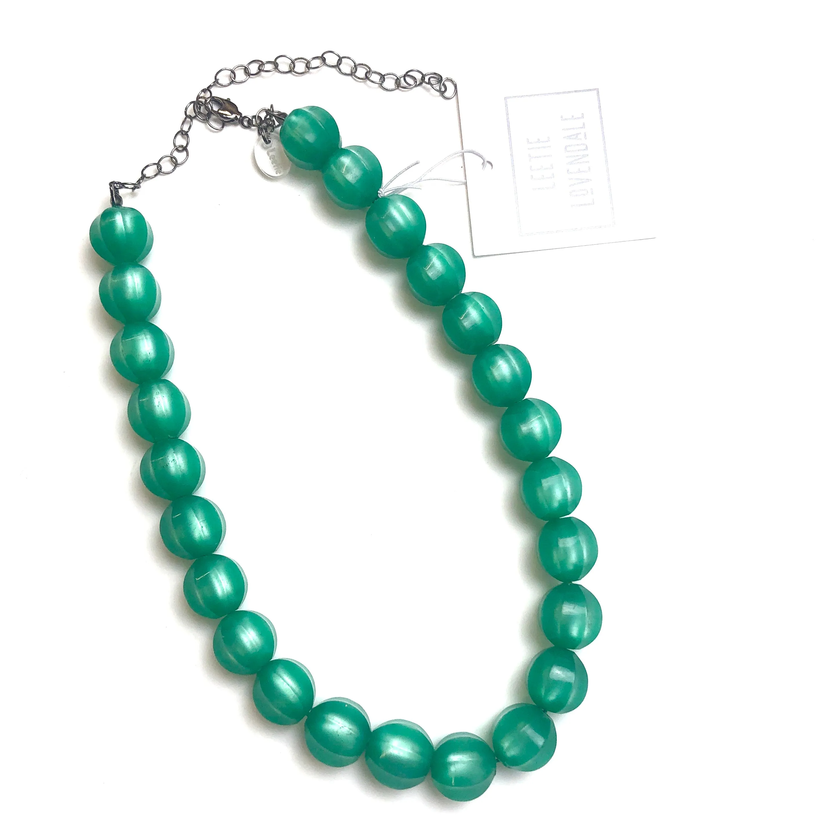 Emerald Green Scalloped Moonglow Beaded Marco Necklace