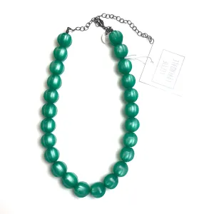 Emerald Green Scalloped Moonglow Beaded Marco Necklace