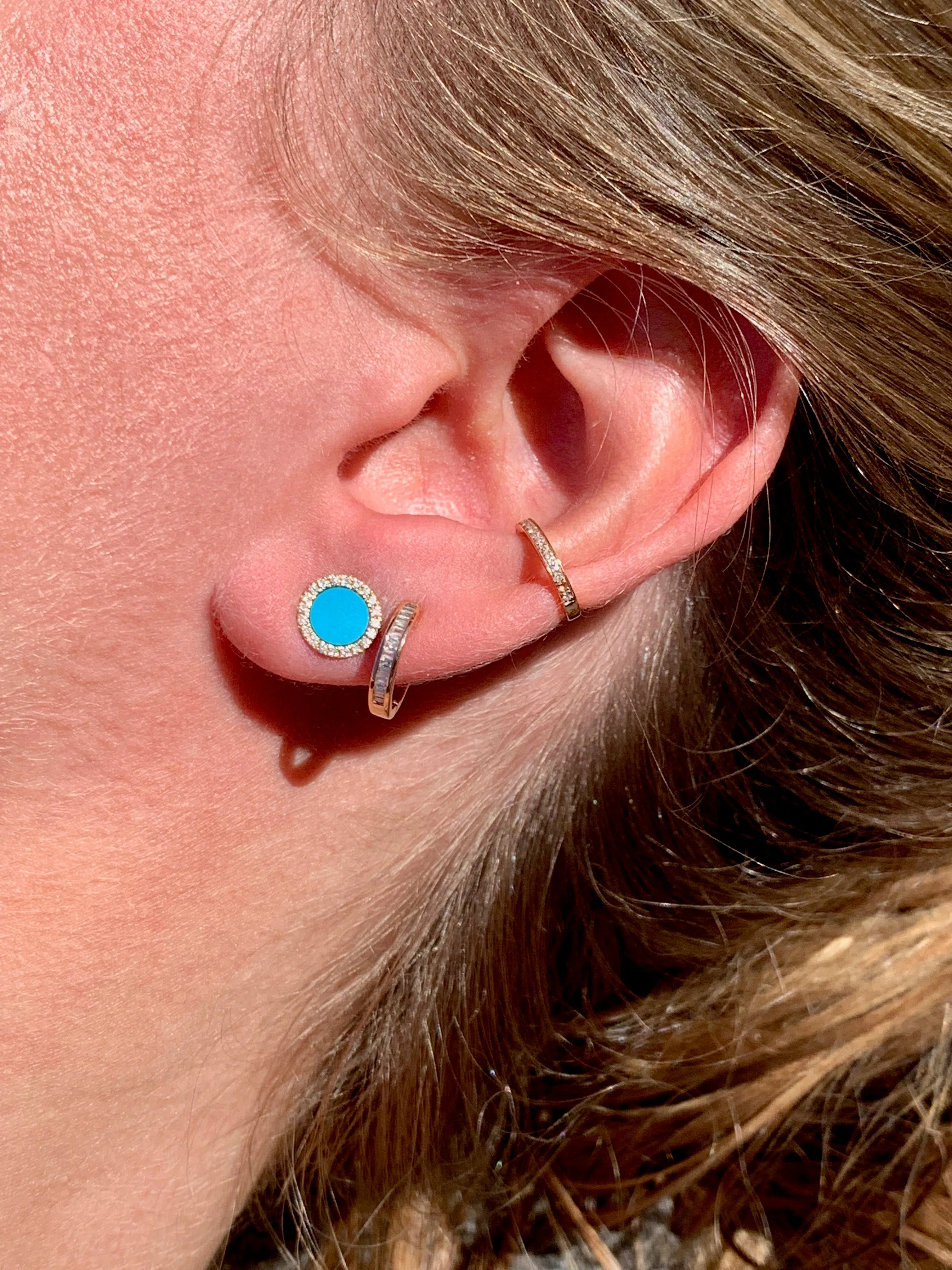 EMILY TURQUOISE AND DIAMOND STUD EARRINGS