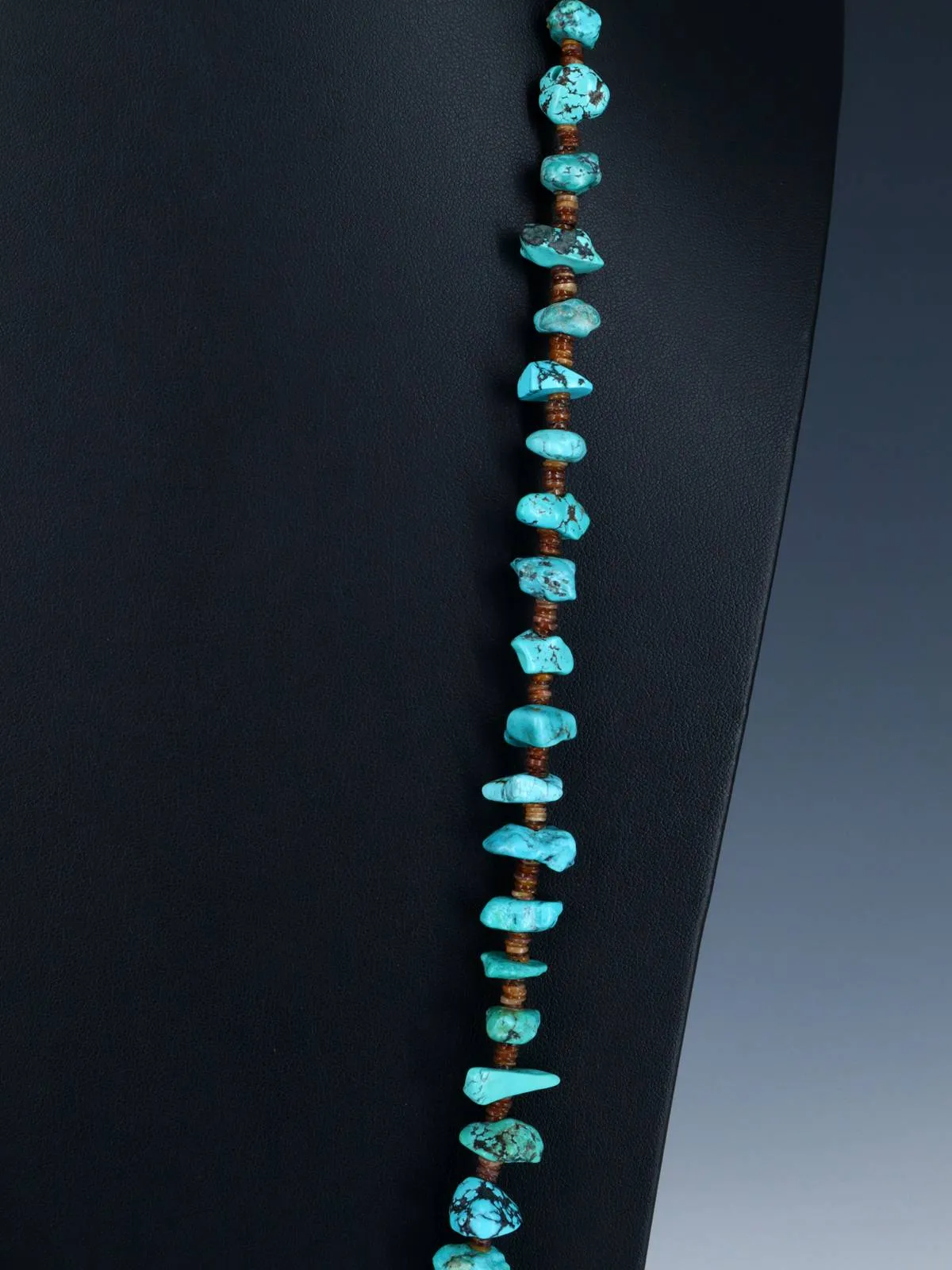 Extra Long Native American Jewelry Single Strand Turquoise Necklace