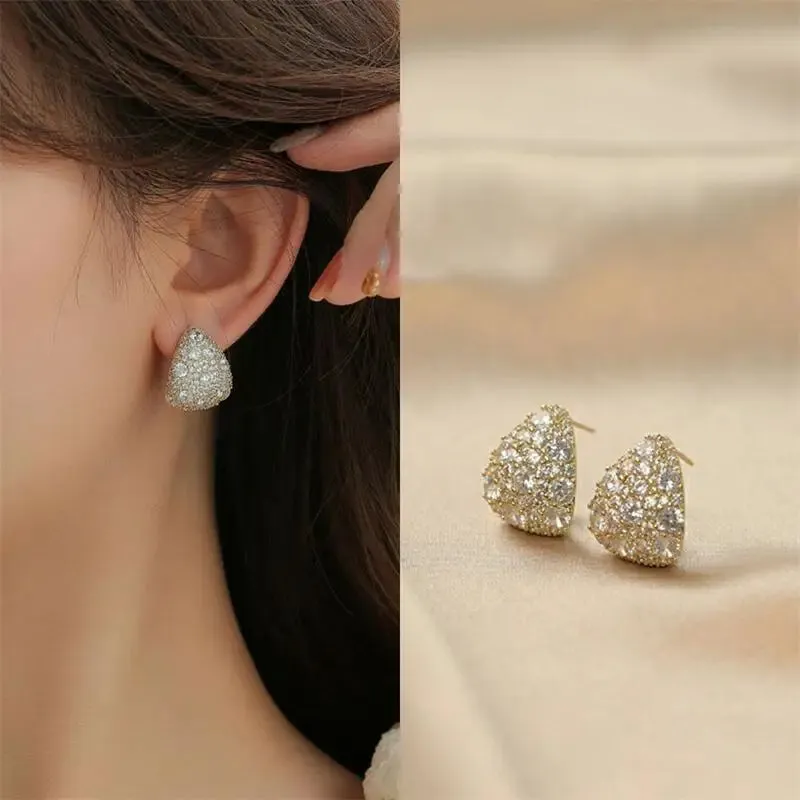 Fashion Cross Stud Earrings For Women Girls Korean Style Elegant Crystal Jewelry Ear Rings Fishtail Lady Earrings Gift