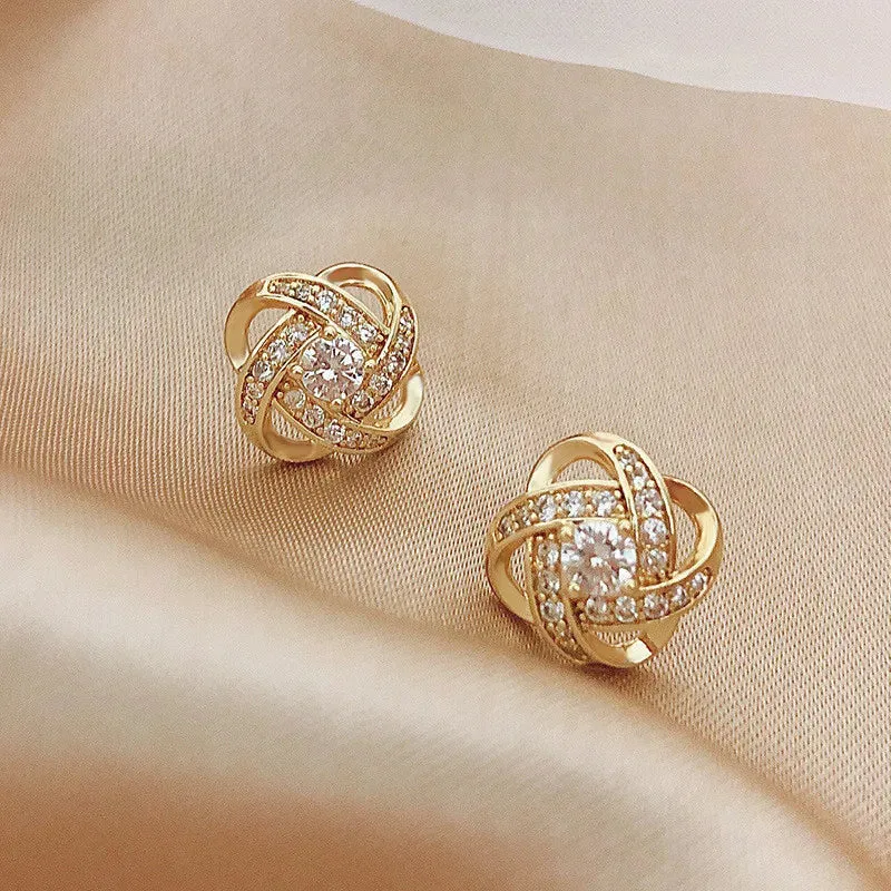 Fashion Cross Stud Earrings For Women Girls Korean Style Elegant Crystal Jewelry Ear Rings Fishtail Lady Earrings Gift