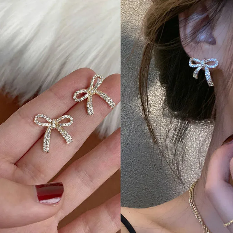 Fashion Cross Stud Earrings For Women Girls Korean Style Elegant Crystal Jewelry Ear Rings Fishtail Lady Earrings Gift