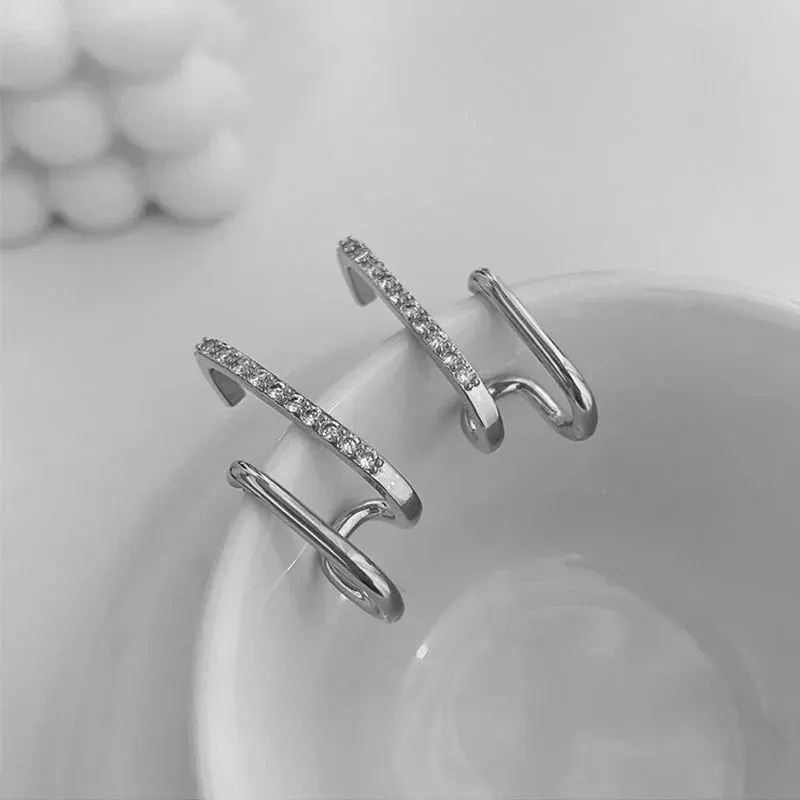 Fashion Cross Stud Earrings For Women Girls Korean Style Elegant Crystal Jewelry Ear Rings Fishtail Lady Earrings Gift