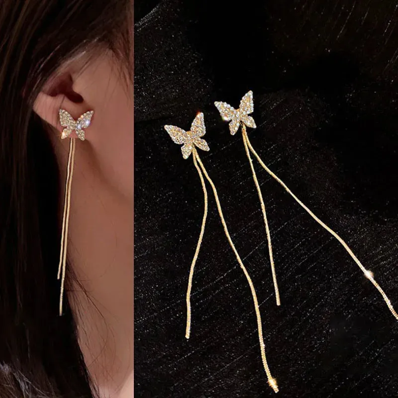 Fashion Cross Stud Earrings For Women Girls Korean Style Elegant Crystal Jewelry Ear Rings Fishtail Lady Earrings Gift