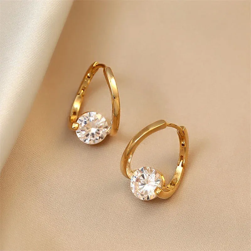 Fashion Cross Stud Earrings For Women Girls Korean Style Elegant Crystal Jewelry Ear Rings Fishtail Lady Earrings Gift