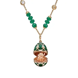 FHRose Gold Emerald Diamond Transformable Necklace with Elephant Surprise