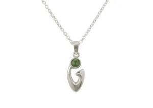 Free Form Cabochon Gemstone Pendant, White Gold