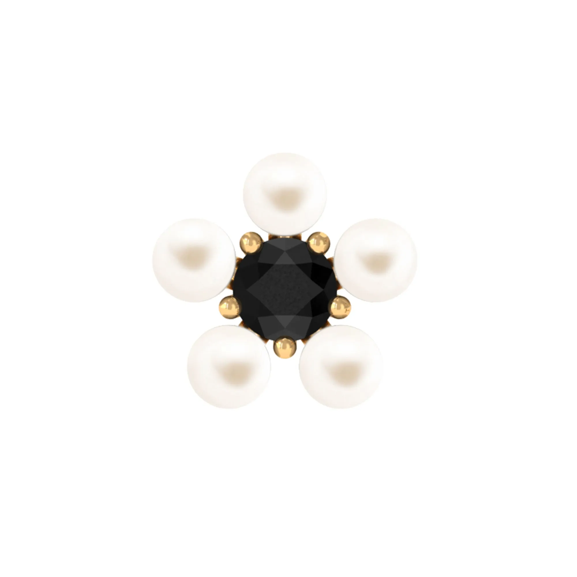 Freshwater Pearl and Black Diamond Flower Earring