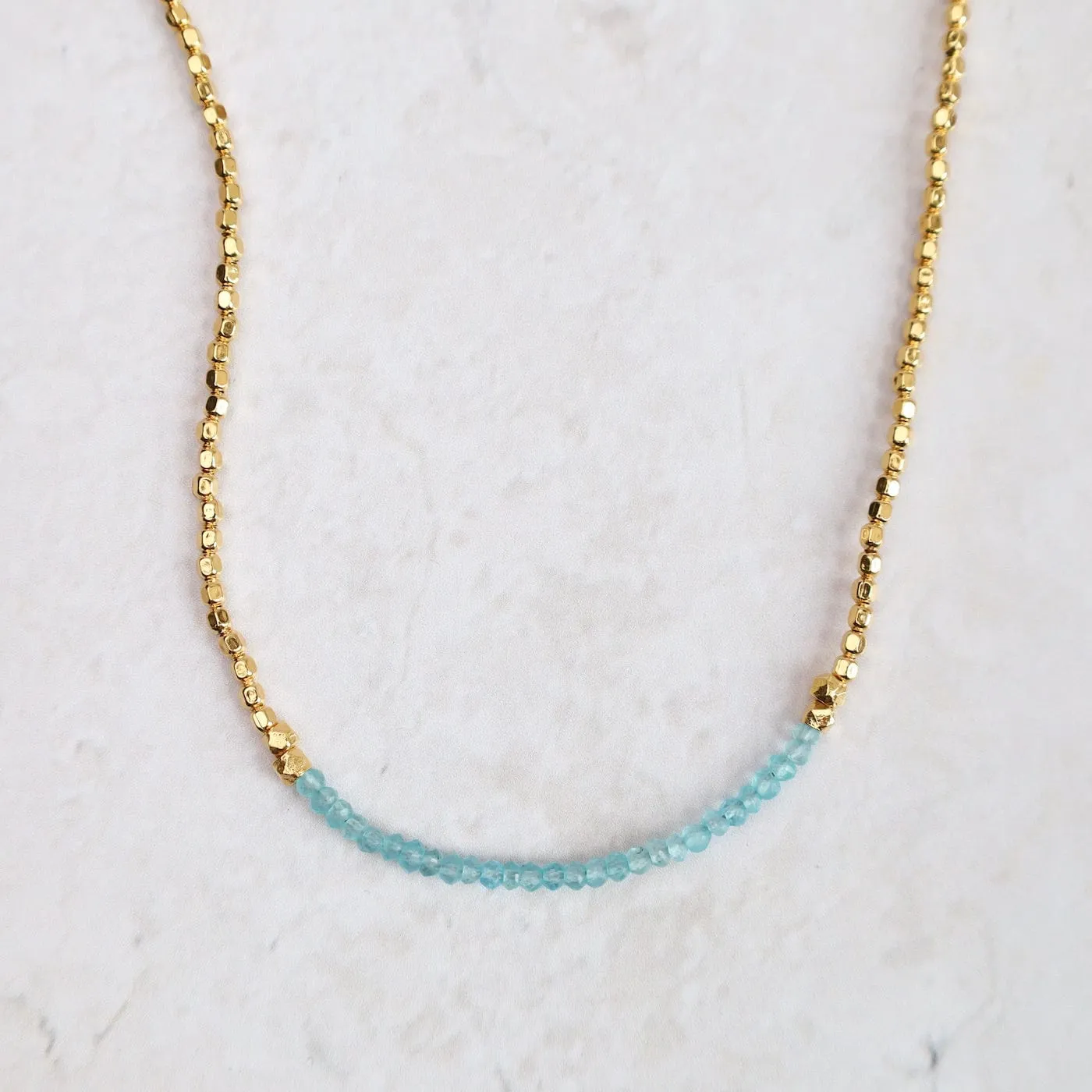 Gemstone Rondelle Necklace in Aqua