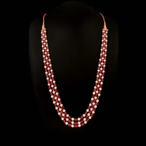 GF Natural Ruby Akoya Pearl Necklace-1pc