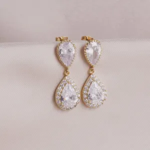 Gold Crystal Dangle Bridal Earrings