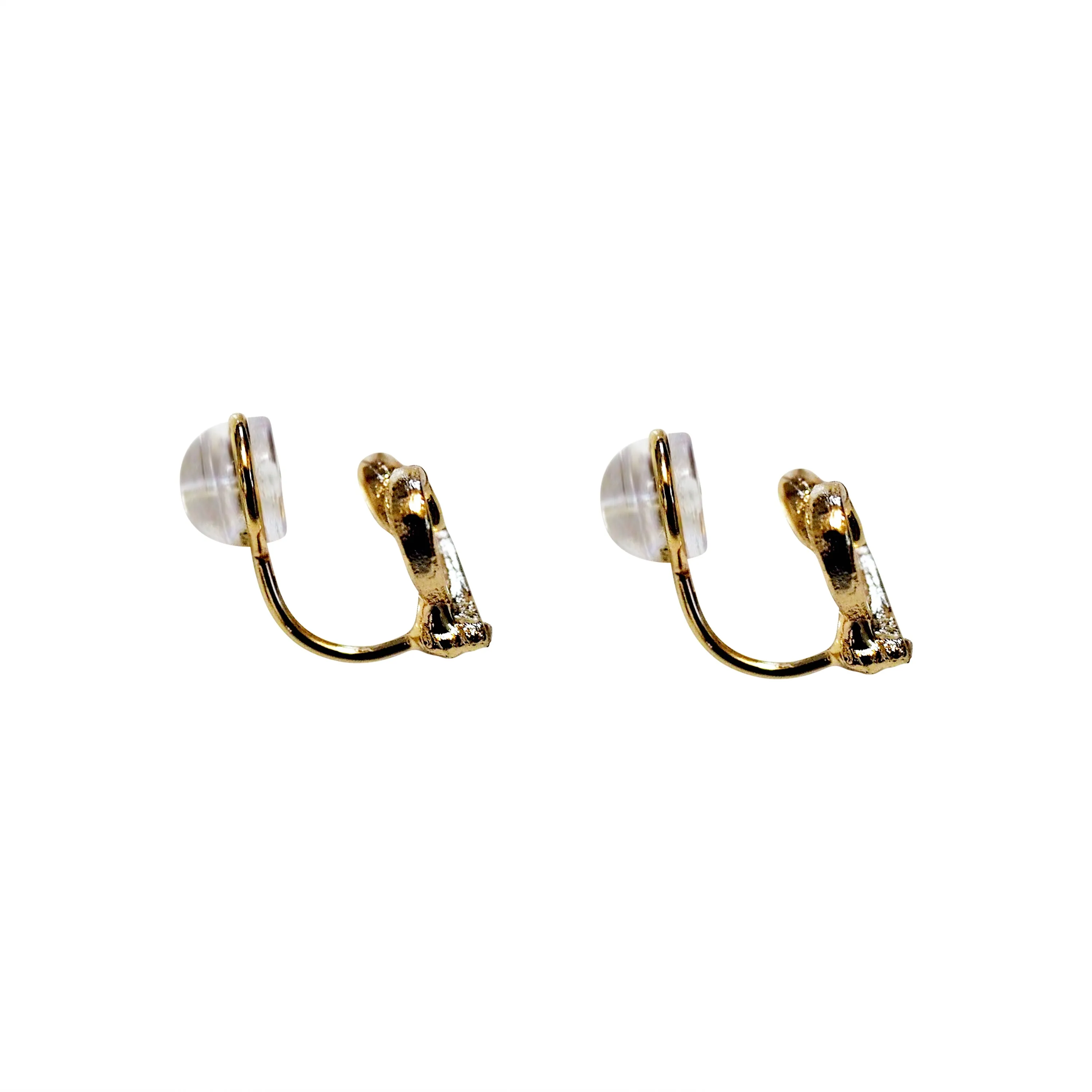 Gold Open Heart Silicon Pad Back Clip On Earrings