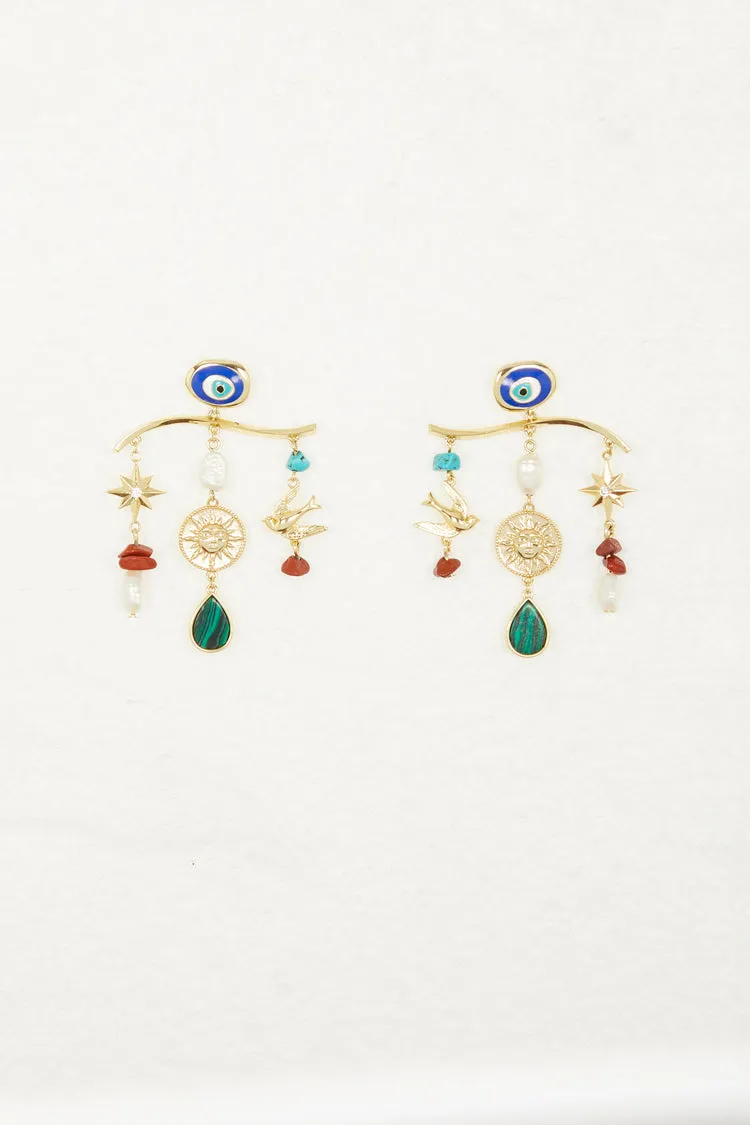 Gold Plated Balearic Charm Earring