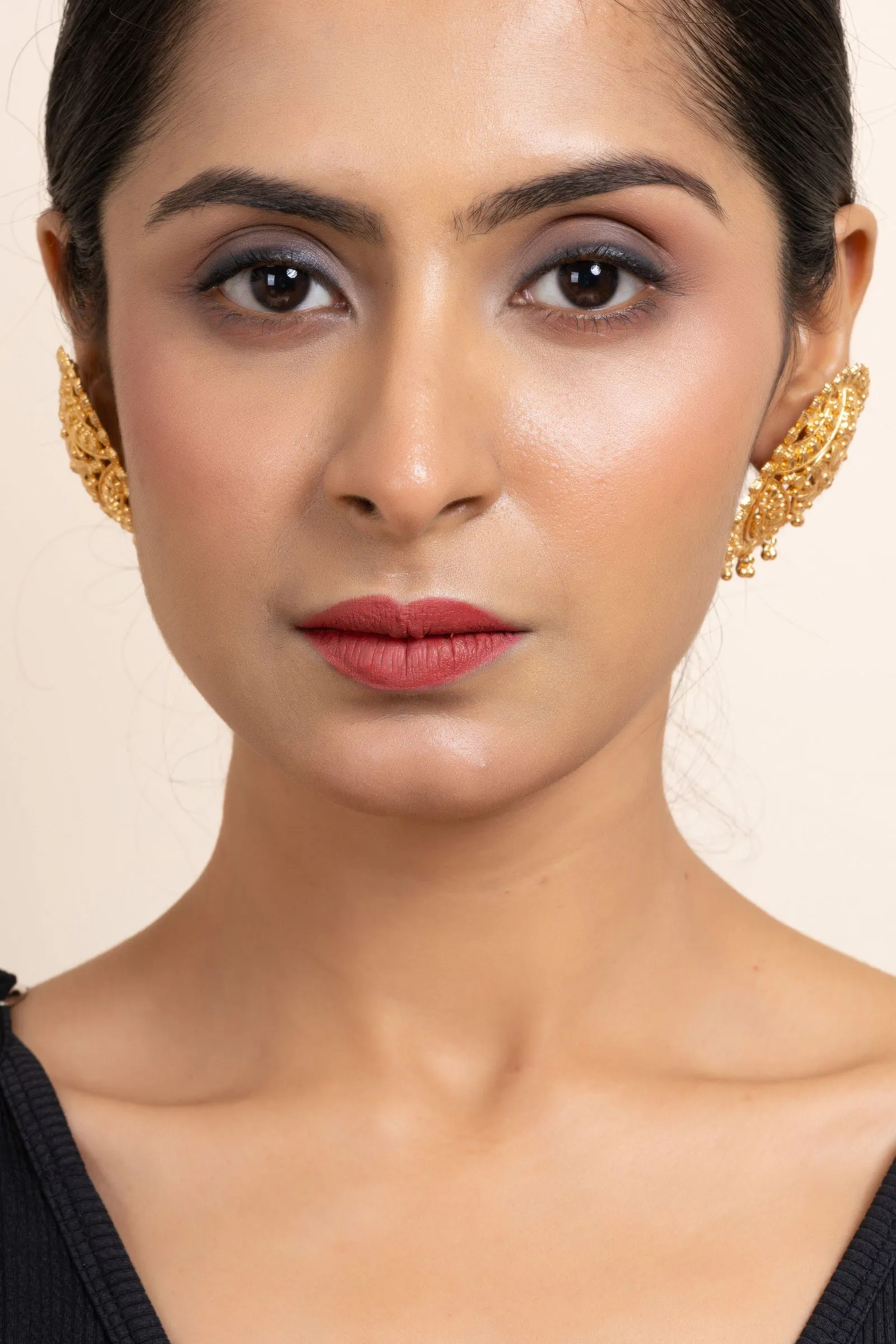 Gold Plated Jumbo Floral Stud Earrings - Luxurious Design, Copper, Non-Allergenic, Perfect for All Occasions