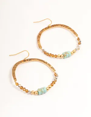 Gold Turquoise Rounded Drop Earrings