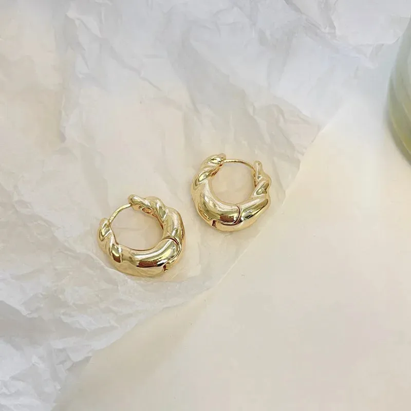 Golden Big Hoop Earrings Korean Geometry Metal Earrings for Women Female Retro Drop Earrings 2023 Trend Fashion Jewelry