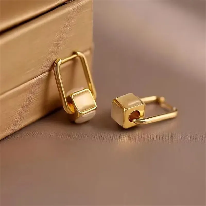 Golden Big Hoop Earrings Korean Geometry Metal Earrings for Women Female Retro Drop Earrings 2023 Trend Fashion Jewelry