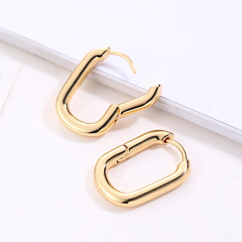 Golden Big Hoop Earrings Korean Geometry Metal Earrings for Women Female Retro Drop Earrings 2023 Trend Fashion Jewelry