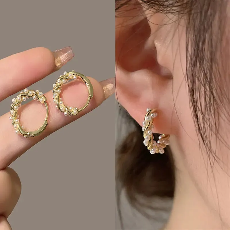 Golden Big Hoop Earrings Korean Geometry Metal Earrings for Women Female Retro Drop Earrings 2023 Trend Fashion Jewelry