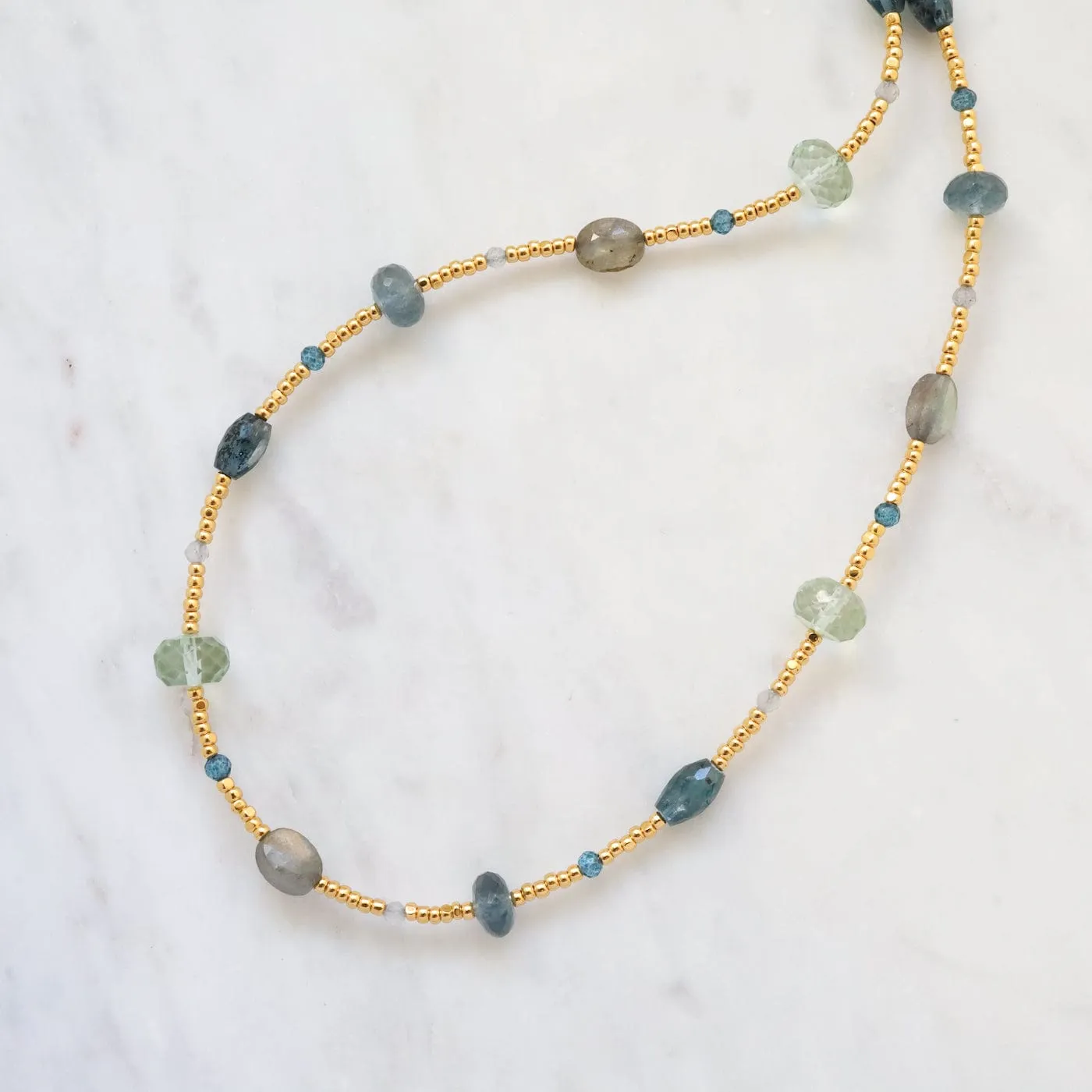 Golden Glass Dotted with Labradorite Necklace