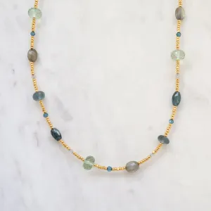 Golden Glass Dotted with Labradorite Necklace