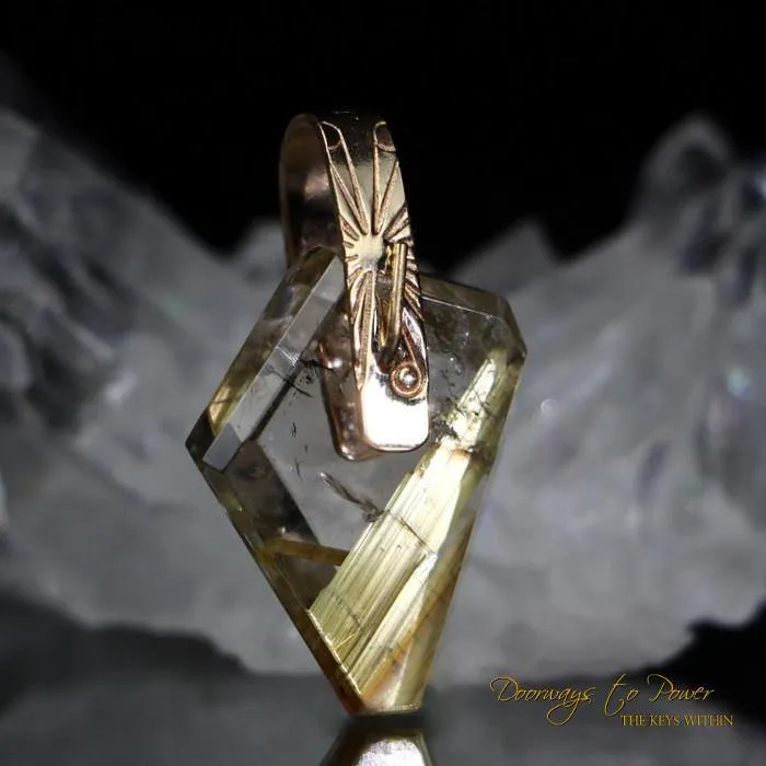 Golden Rutile Quartz Light Language Pendant 14k