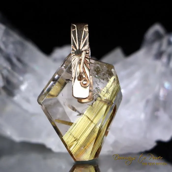 Golden Rutile Quartz Light Language Pendant 14k