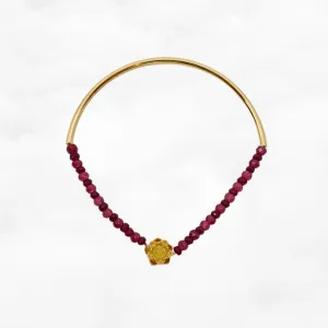 Half Bangle Lotus Ruby Bracelet