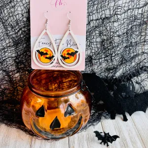 Halloween Bats Wooden Drop Ear Bling