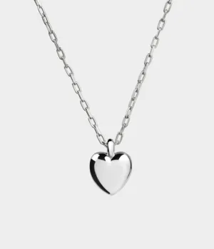 Heart Charm Necklace / Sterling Silver / No Stones