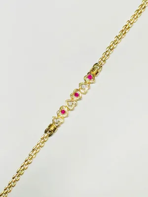 Heart Ruby Diamond Bracelet (14K)