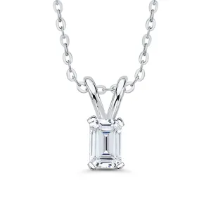 IGI Certified 1.03 ct. E - SI1 Emerald Cut Lab Grown Diamond Solitaire Pendant Necklace in 14K Gold