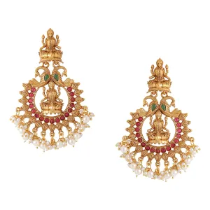 Kairangi Earrings for Women and Girls Traditional Chandbali Earrings Gold Plated | Beads Drop Temple Earrings | Birthday Gift for girls and women Anniversary Gift for Wife (Style 5)